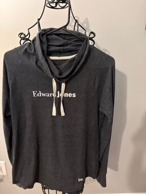 Edward Jones Charcoal Pullover Hoodie with Drawstring size medium shirt top